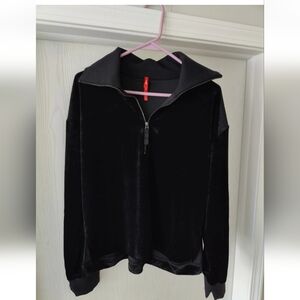 SPANX Velvet Black Half-Zip Hoodie
